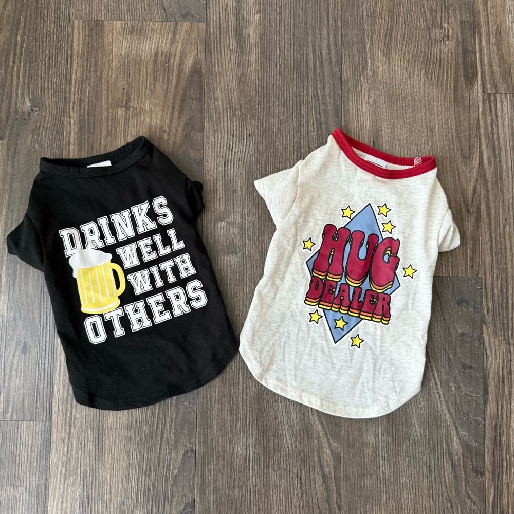 Simply Wag Hug Dealer and Drinks Well With Others Graphic Tees